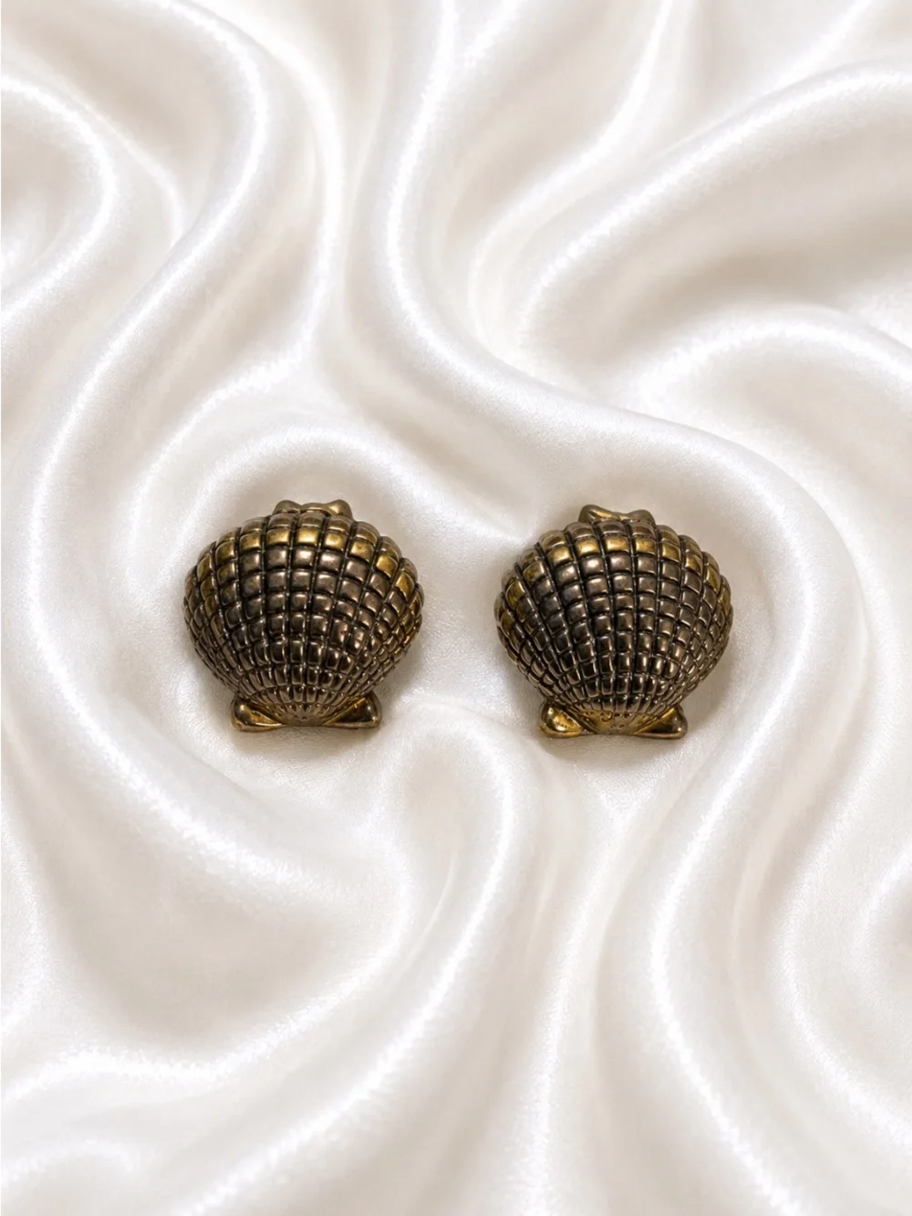 Gold Shell Clip-On Earrings